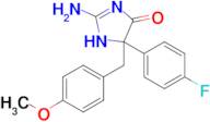 2-amino-5-(4-fluorophenyl)-5-[(4-methoxyphenyl)methyl]-4,5-dihydro-1H-imidazol-4-one