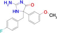 2-amino-5-[(4-fluorophenyl)methyl]-5-(3-methoxyphenyl)-4,5-dihydro-1H-imidazol-4-one