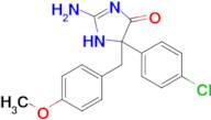 2-amino-5-(4-chlorophenyl)-5-[(4-methoxyphenyl)methyl]-4,5-dihydro-1H-imidazol-4-one