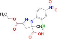 1-(2-chloro-4-nitrophenyl)-3-(ethoxycarbonyl)-5-methyl-4,5-dihydro-1H-pyrazole-5-carboxylic acid