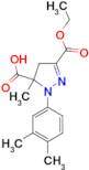 1-(3,4-dimethylphenyl)-3-(ethoxycarbonyl)-5-methyl-4,5-dihydro-1H-pyrazole-5-carboxylic acid