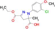 1-(3-chloro-4-methoxyphenyl)-3-(ethoxycarbonyl)-5-methyl-4,5-dihydro-1H-pyrazole-5-carboxylic acid