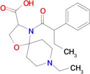 8-ethyl-4-(2-phenylbutanoyl)-1-oxa-4,8-diazaspiro[4.5]decane-3-carboxylic acid