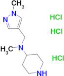 N-methyl-N-[(1-methyl-1H-pyrazol-4-yl)methyl]piperidin-4-amine trihydrochloride