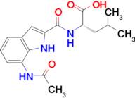 (S)-2-(7-Acetamido-1H-indole-2-carboxamido)-4-methylpentanoic acid