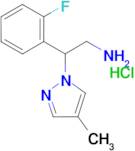 2-(2-fluorophenyl)-2-(4-methyl-1H-pyrazol-1-yl)ethanamine hydrochloride (1:1)