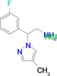 2-(3-fluorophenyl)-2-(4-methyl-1H-pyrazol-1-yl)ethanamine hydrochloride (1:1)