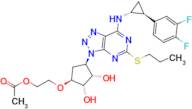 2-(((1S,2S,3S,4R)-4-(7-(((1R,2S)-2-(3,4-Difluorophenyl)cyclopropyl)amino)-5-(propylthio)-3H-[1,2,3]triazolo[4,5-d]pyrimidin-3-yl)-2,3-dihydroxycyclopentyl)oxy)ethyl acetate
