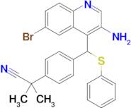 2-(4-((3-amino-6-bromoquinolin-4-yl)(phenylthio)methyl)phenyl)-2-methylpropanenitrile