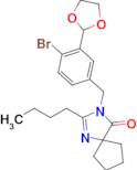 3-[[4-Bromo-3-(1,3-dioxolan-2-yl)phenyl]methyl]-2-butyl-1,3-diazaspiro[4.4]non-1-en-4-one