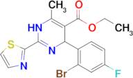 Ethyl 4-(2-bromo-4-fluorophenyl)-6-methyl-2-(thiazol-2-yl)-1,4-dihydropyrimidine-5-carboxylate