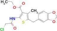 Ethyl 5-(1,3-dioxaindan-5-ylmethyl)-2-(2-chloroacetamido)-4-methylthiophene-3-carboxylate