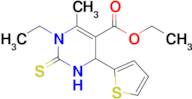 Ethyl 1-ethyl-6-methyl-2-sulfanylidene-4-(thiophen-2-yl)-1,2,3,4-tetrahydropyrimidine-5-carboxylate