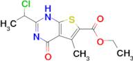 ethyl 2-(1-chloroethyl)-5-methyl-4-oxo-1H,4H-thieno[2,3-d]pyrimidine-6-carboxylate