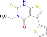 3-ethyl-2-sulfanylidene-5-(thiophen-2-yl)-1H,2H,3H,4H-thieno[2,3-d]pyrimidin-4-one