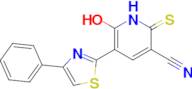 6-hydroxy-5-(4-phenyl-1,3-thiazol-2-yl)-2-sulfanylidene-1,2-dihydropyridine-3-carbonitrile