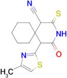 5-(4-methyl-1,3-thiazol-2-yl)-4-oxo-2-sulfanylidene-3-azaspiro[5.5]undecane-1-carbonitrile