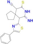 9-imino-10-(4-phenyl-1,3-thiazol-2-yl)-7-sulfanylidene-8-azaspiro[4.5]decane-6-carbonitrile