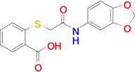 2-({[(1,3-dioxaindan-5-yl)carbamoyl]methyl}sulfanyl)benzoic acid