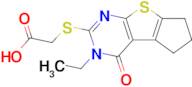 2-[(3-Ethyl-3,5,6,7-tetrahydro-4-oxo-4H-cyclopenta[4,5]thieno[2,3-d]pyrimidin-2-yl)thio]acetic acid