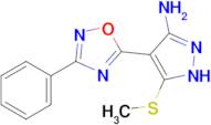 5-(methylsulfanyl)-4-(3-phenyl-1,2,4-oxadiazol-5-yl)-1H-pyrazol-3-amine