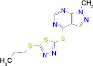 2-({1-methyl-1h-pyrazolo[3,4-d]pyrimidin-4-yl}sulfanyl)-5-(propylsulfanyl)-1,3,4-thiadiazole