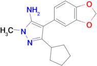 4-(2H-1,3-benzodioxol-5-yl)-3-cyclopentyl-1-methyl-1H-pyrazol-5-amine