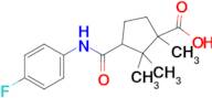 3-((4-Fluorophenyl)carbamoyl)-1,2,2-trimethylcyclopentane-1-carboxylic acid