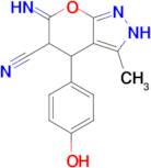 4-(4-hydroxyphenyl)-6-imino-3-methyl-2H,4H,5H,6H-pyrano[2,3-c]pyrazole-5-carbonitrile