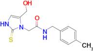2-[5-(hydroxymethyl)-2-sulfanylidene-2,3-dihydro-1H-imidazol-1-yl]-N-[(4-methylphenyl)methyl]acetamide
