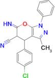 4-(4-chlorophenyl)-6-imino-3-methyl-1-phenyl-1H,4H,5H,6H-pyrano[2,3-c]pyrazole-5-carbonitrile