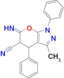 6-imino-3-methyl-1,4-diphenyl-1H,4H,5H,6H-pyrano[2,3-c]pyrazole-5-carbonitrile
