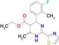 ethyl 4-(3-fluoro-2-methylphenyl)-6-methylidene-2-(1,3-thiazol-2-yl)-1,4,5,6-tetrahydropyrimidine-…