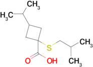 1-(Isobutylthio)-3-isopropylcyclobutane-1-carboxylic acid