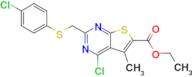 Ethyl 4-chloro-2-(((4-chlorophenyl)thio)methyl)-5-methylthieno[2,3-d]pyrimidine-6-carboxylate