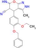 4-[4-(benzyloxy)-3-ethoxyphenyl]-6-imino-3-methyl-2H,4H,5H,6H-pyrano[2,3-c]pyrazole-5-carbonitrile