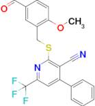2-((5-Formyl-2-methoxybenzyl)thio)-4-phenyl-6-(trifluoromethyl)nicotinonitrile