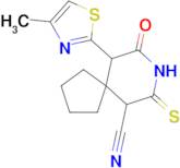 10-(4-methyl-1,3-thiazol-2-yl)-9-oxo-7-sulfanylidene-8-azaspiro[4.5]decane-6-carbonitrile