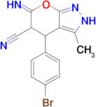 4-(4-bromophenyl)-6-imino-3-methyl-2H,4H,5H,6H-pyrano[2,3-c]pyrazole-5-carbonitrile