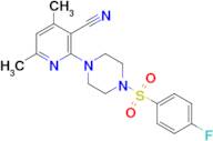2-(4-((4-Fluorophenyl)sulfonyl)piperazin-1-yl)-4,6-dimethylnicotinonitrile