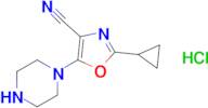 2-Cyclopropyl-5-(piperazin-1-yl)oxazole-4-carbonitrile hydrochloride