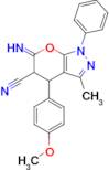 6-imino-4-(4-methoxyphenyl)-3-methyl-1-phenyl-1H,4H,5H,6H-pyrano[2,3-c]pyrazole-5-carbonitrile