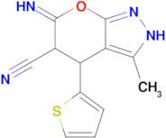 6-imino-3-methyl-4-(thiophen-2-yl)-2H,4H,5H,6H-pyrano[2,3-c]pyrazole-5-carbonitrile