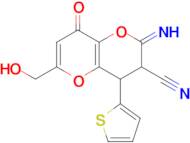 6-(hydroxymethyl)-2-imino-8-oxo-4-(thiophen-2-yl)-2H,3H,4H,8H-pyrano[3,2-b]pyran-3-carbonitrile