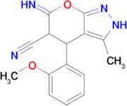 6-imino-4-(2-methoxyphenyl)-3-methyl-2H,4H,5H,6H-pyrano[2,3-c]pyrazole-5-carbonitrile