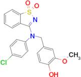 3-((4-Chlorophenyl)(4-hydroxy-3-methoxybenzyl)amino)benzo[d]isothiazole 1,1-dioxide