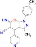 6-imino-3-methyl-1-(4-methylphenyl)-4-(pyridin-4-yl)-1H,4H,5H,6H-pyrano[2,3-c]pyrazole-5-carbonitrile