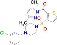 (3-((4-(3-Chlorophenyl)piperazin-1-yl)sulfonyl)thiophen-2-yl)(3,5-dimethyl-1H-pyrazol-1-yl)metha...