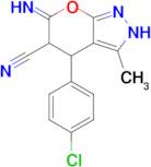 4-(4-chlorophenyl)-6-imino-3-methyl-2H,4H,5H,6H-pyrano[2,3-c]pyrazole-5-carbonitrile