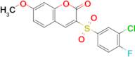 3-((3-Chloro-4-fluorophenyl)sulfonyl)-7-methoxy-2H-chromen-2-one